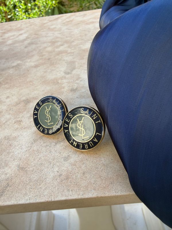 Two Tone Blue Statement Earrings