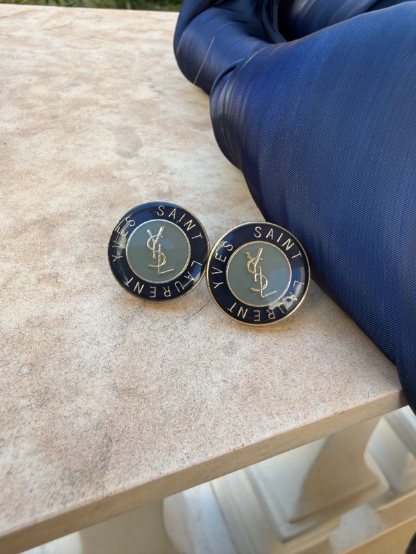 Two Tone Blue Statement Earrings