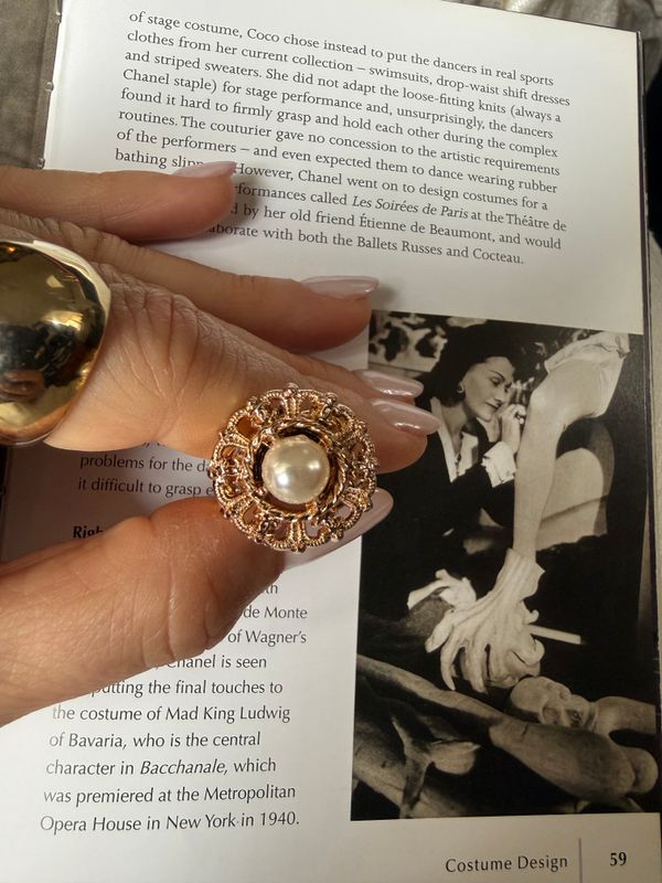 Button-Inspired Gold Tone Ring