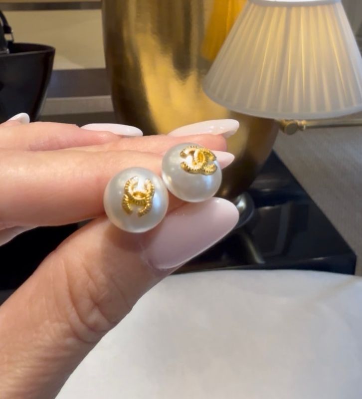 Vintage Pearl Stud Earrings with monogram