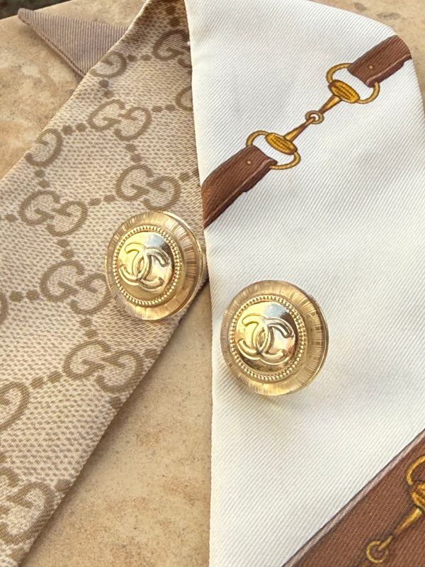 Minimal Luxury Gold-Tone Monogram Stud Earrings