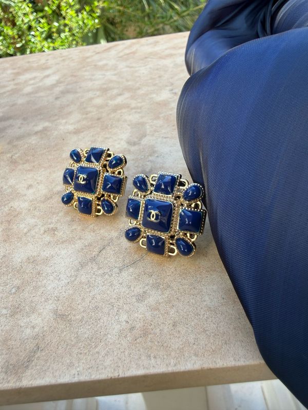 Midnight Blue Mosaic Statement Earrings