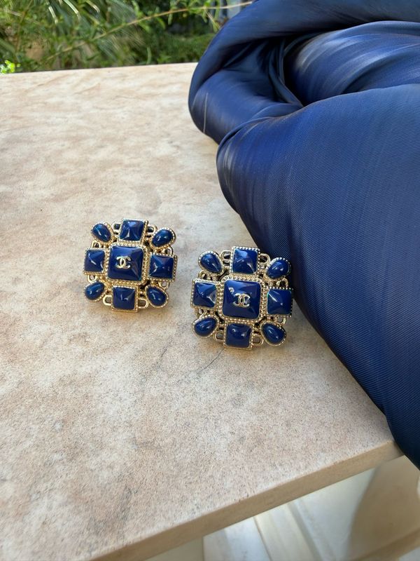 Midnight Blue Mosaic Statement Earrings