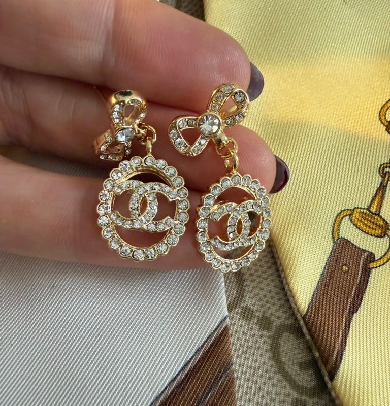 Crystal Bow &amp; Pavé Circle Drop Earrings