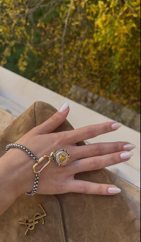 Stylish silver and gold tone Medusa bracelet