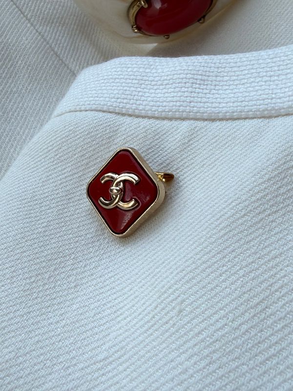 Signature Red  tone Initial brooch