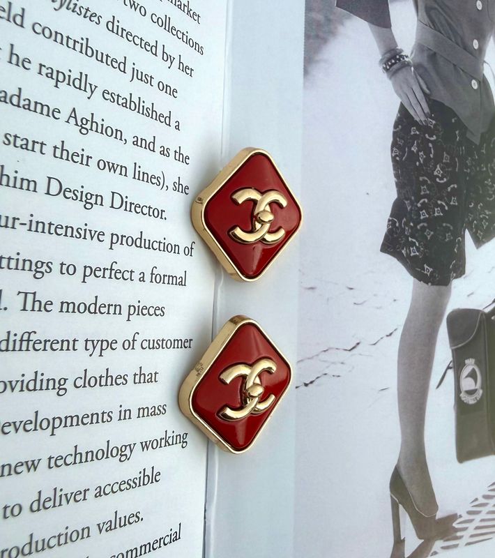 Red Icon Square Stud Earrings