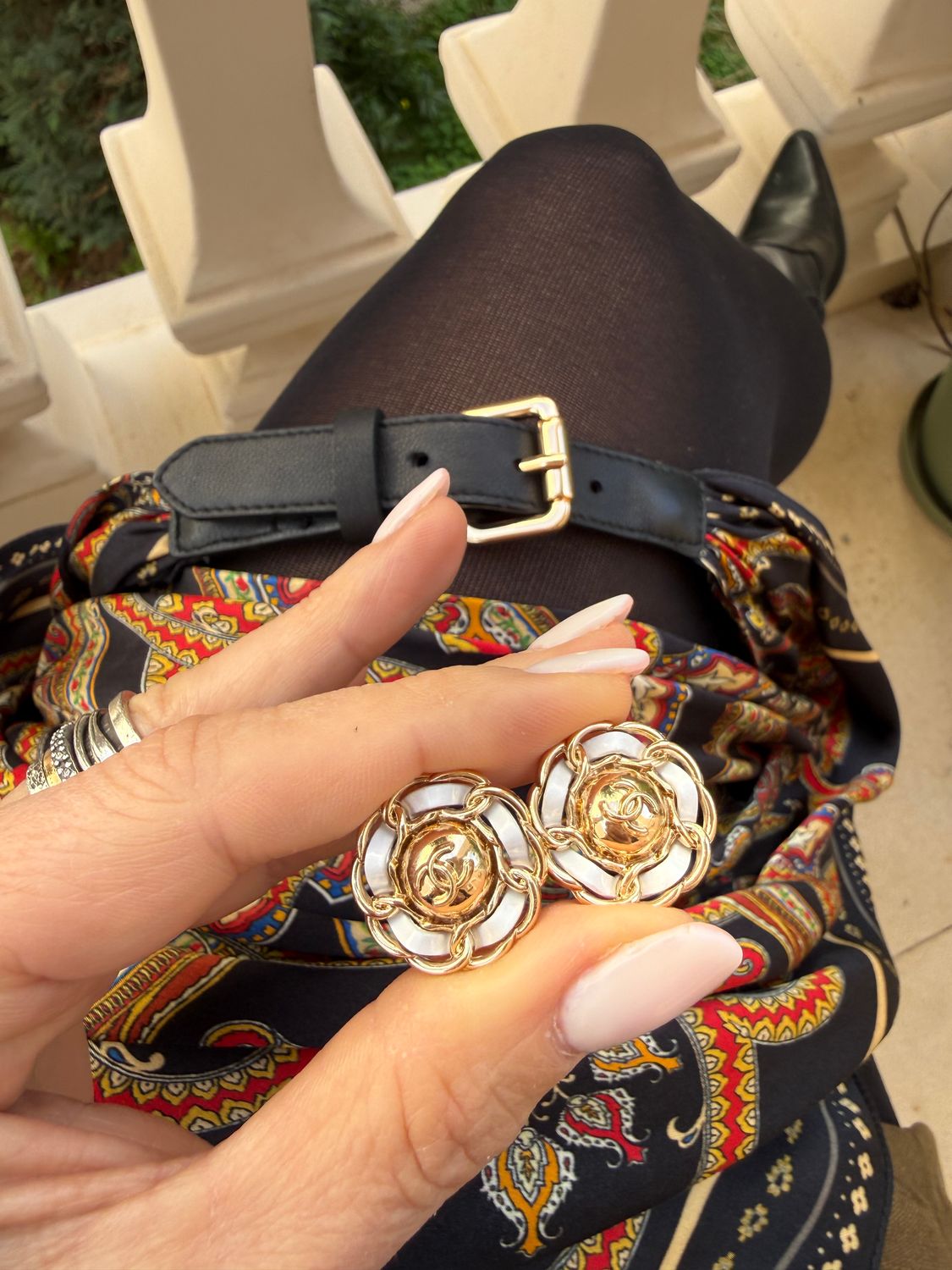 Ivory Crown Medallion Studs