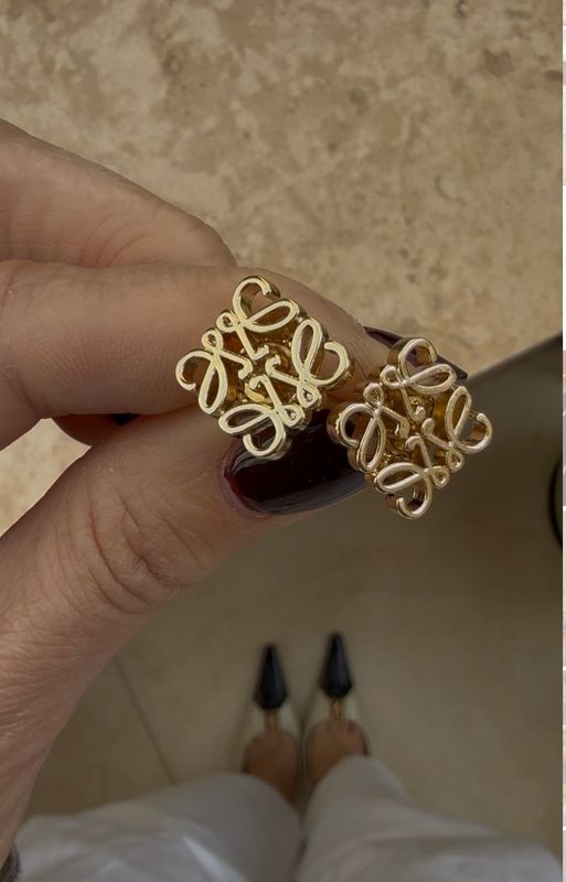 Vintage Anagram Gold Stud Earrings