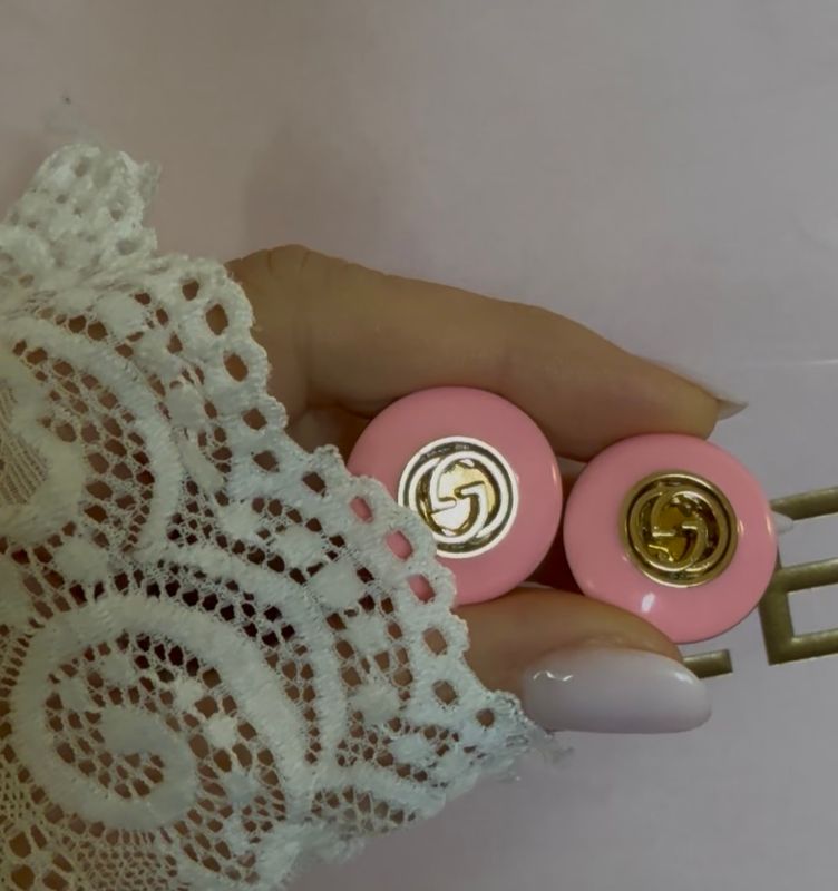 Vintage-Inspired Pink Enamel Gold-Tone Stud Earrings