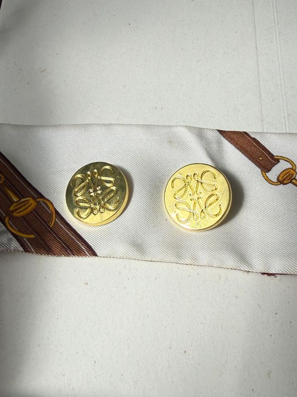 Statement Gold-Tone Medallion Button Earrings with Signature Motif