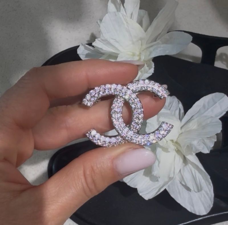 Sparkling Crystal Monogram Statement Brooch