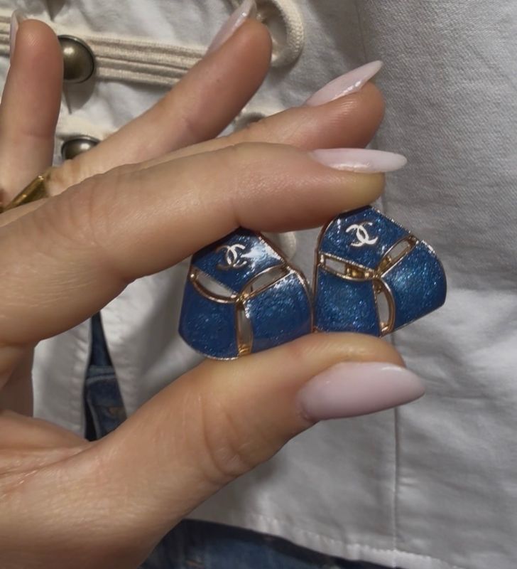Blue Glitter Statement Earrings