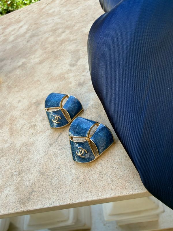 Blue Glitter Statement Earrings