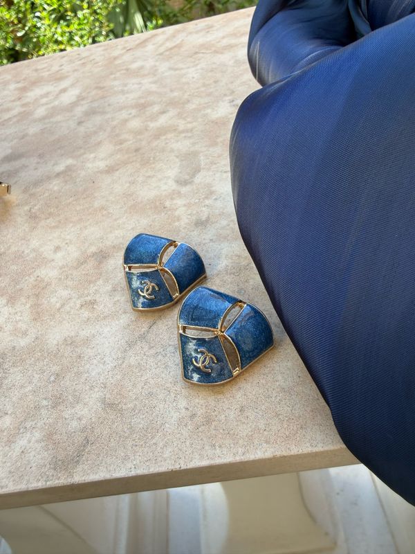 Blue Glitter Statement Earrings