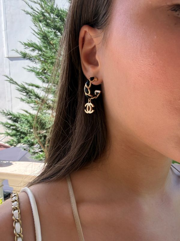 Inspired Black &amp; Gold Knot Earrings
