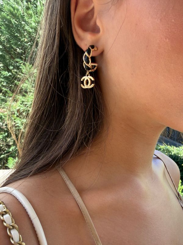 Inspired Black &amp; Gold Knot Earrings