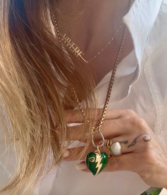 Emerald Heart Lightning Charm Necklace