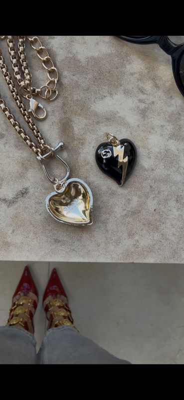 Black heart Lightning Charm Necklace