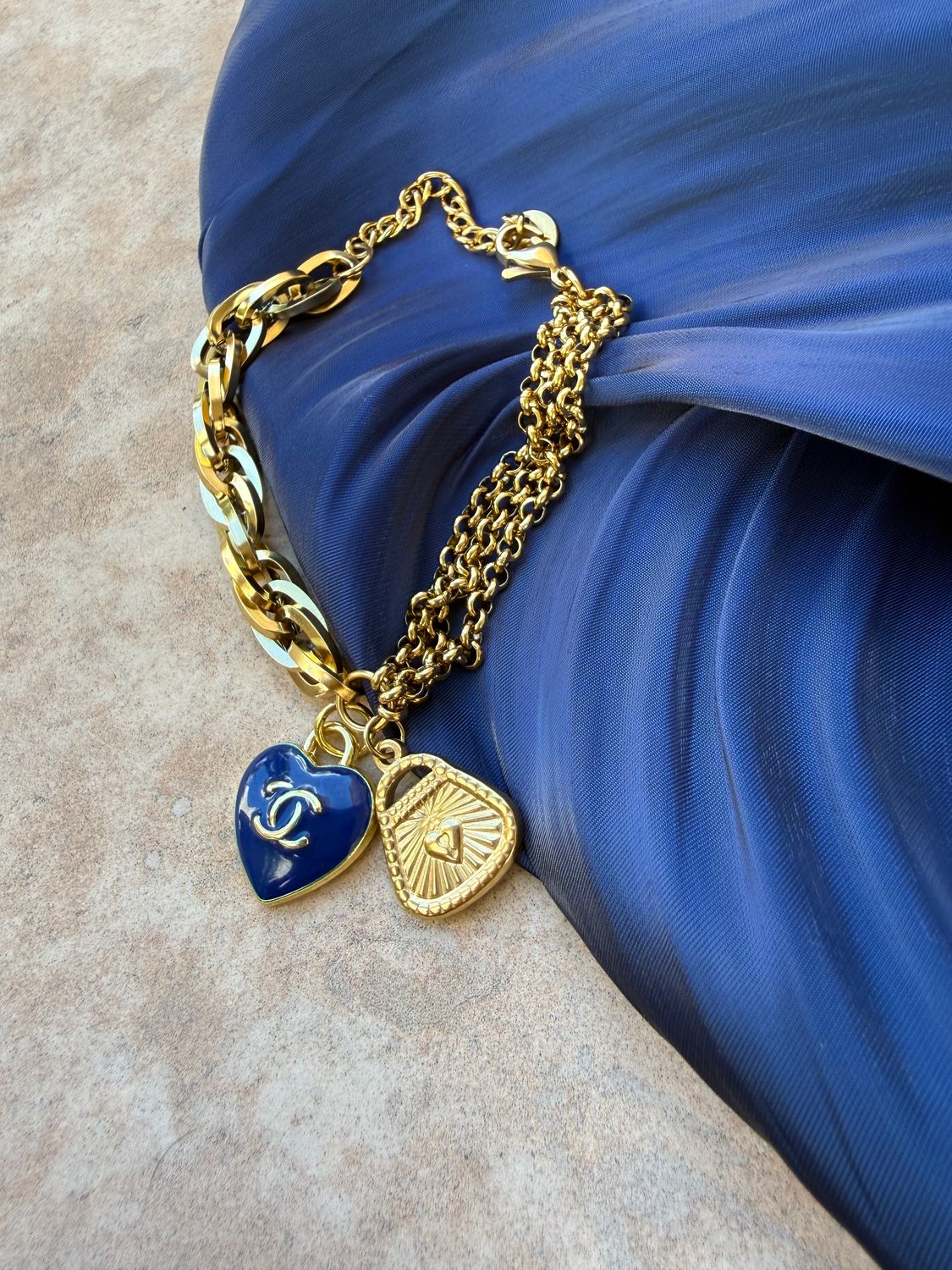 Deep blue charm bracelet