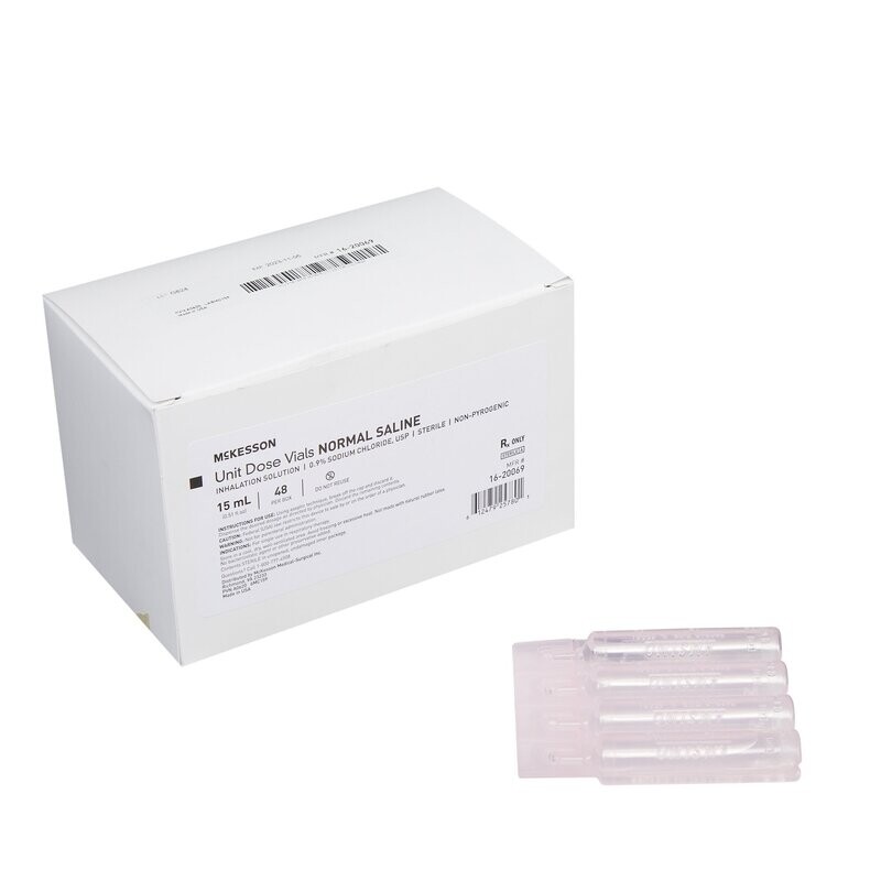 Respiratory Therapy Solution Sodium Chloride, Preservative Free 0.9% Solution Unit Dose Vial 3 mL OR 5 mL box of 100.