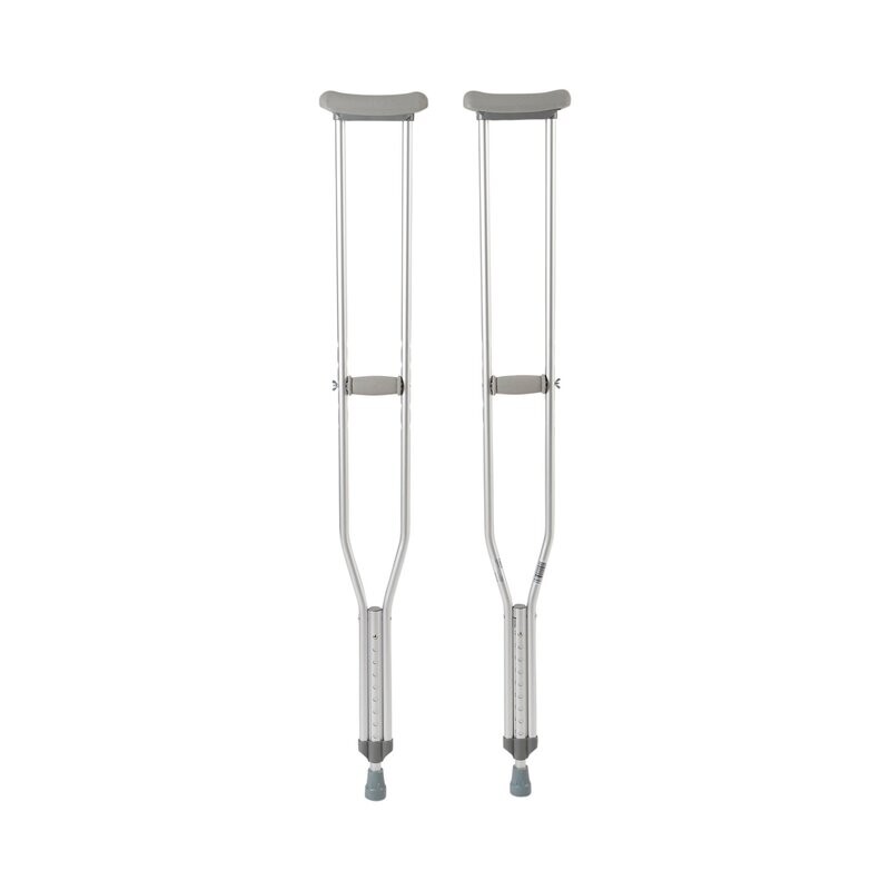 Underarm Crutches McKesson Aluminum Frame Adult 350 lbs. Weight Capacity Push Button / Wing Nut Adjustment