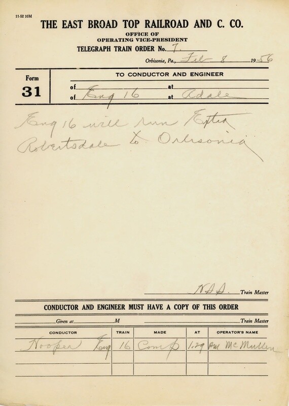 Train Order Postcard 6x9 - Archives &amp; Special Collections