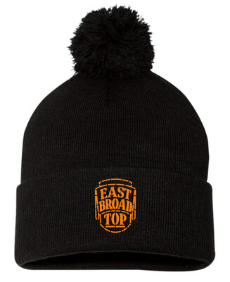 Black Sportsman Pom Pom Beanie with EBT Logo