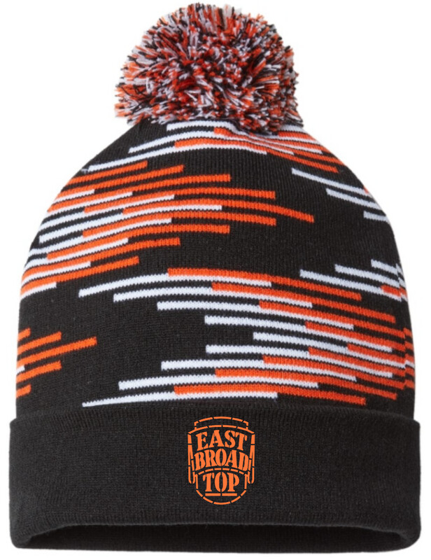 Black &amp; Orange Bar Beanie with EBT Logo