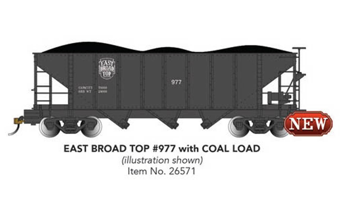 On30 - East Broad Top #977 with Coal Load, 3-Bay Hopper with Removable Load PREORDER