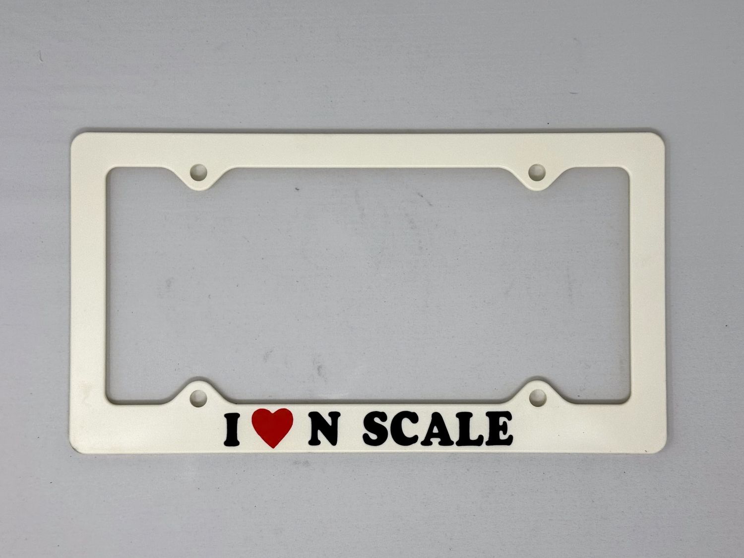 I &lt;3 N Scale License Plate Frame