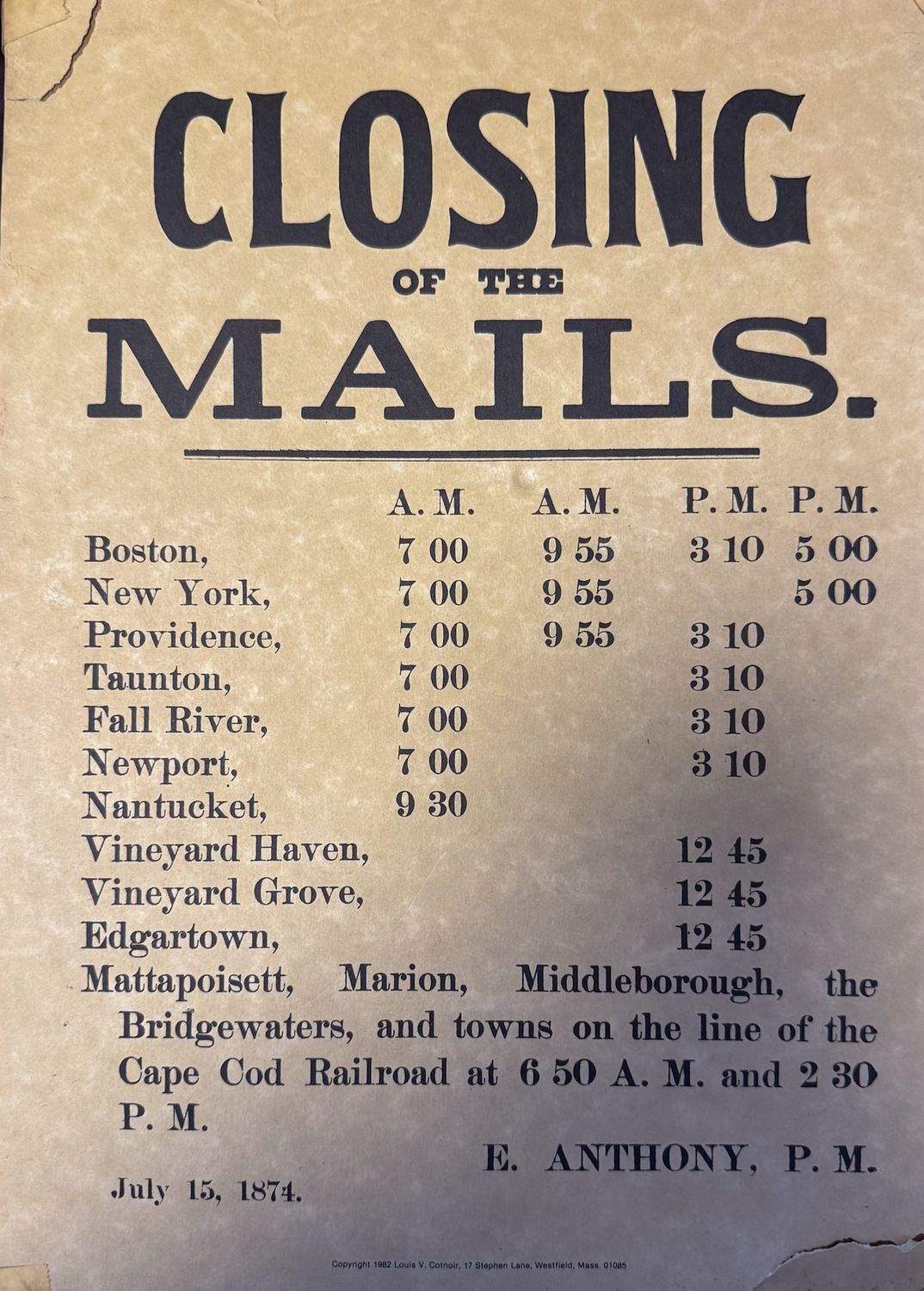 Closing of the Mails Poster