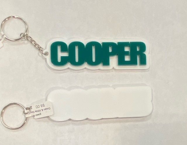 White &amp; Green Cooper key chain