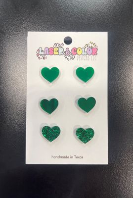 Green Heart Team Spirit Earrings