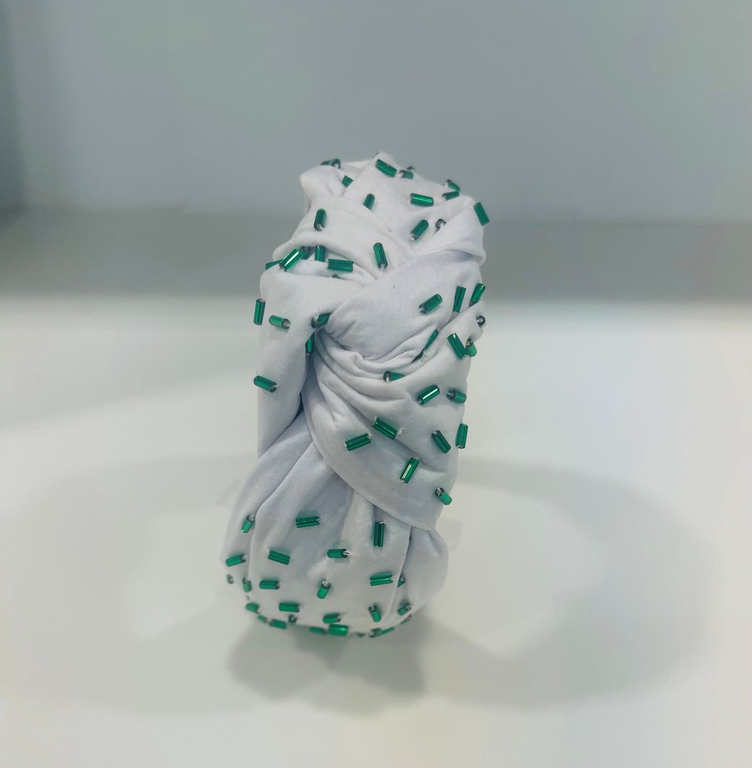 Green Confetti Bead Knot Headband