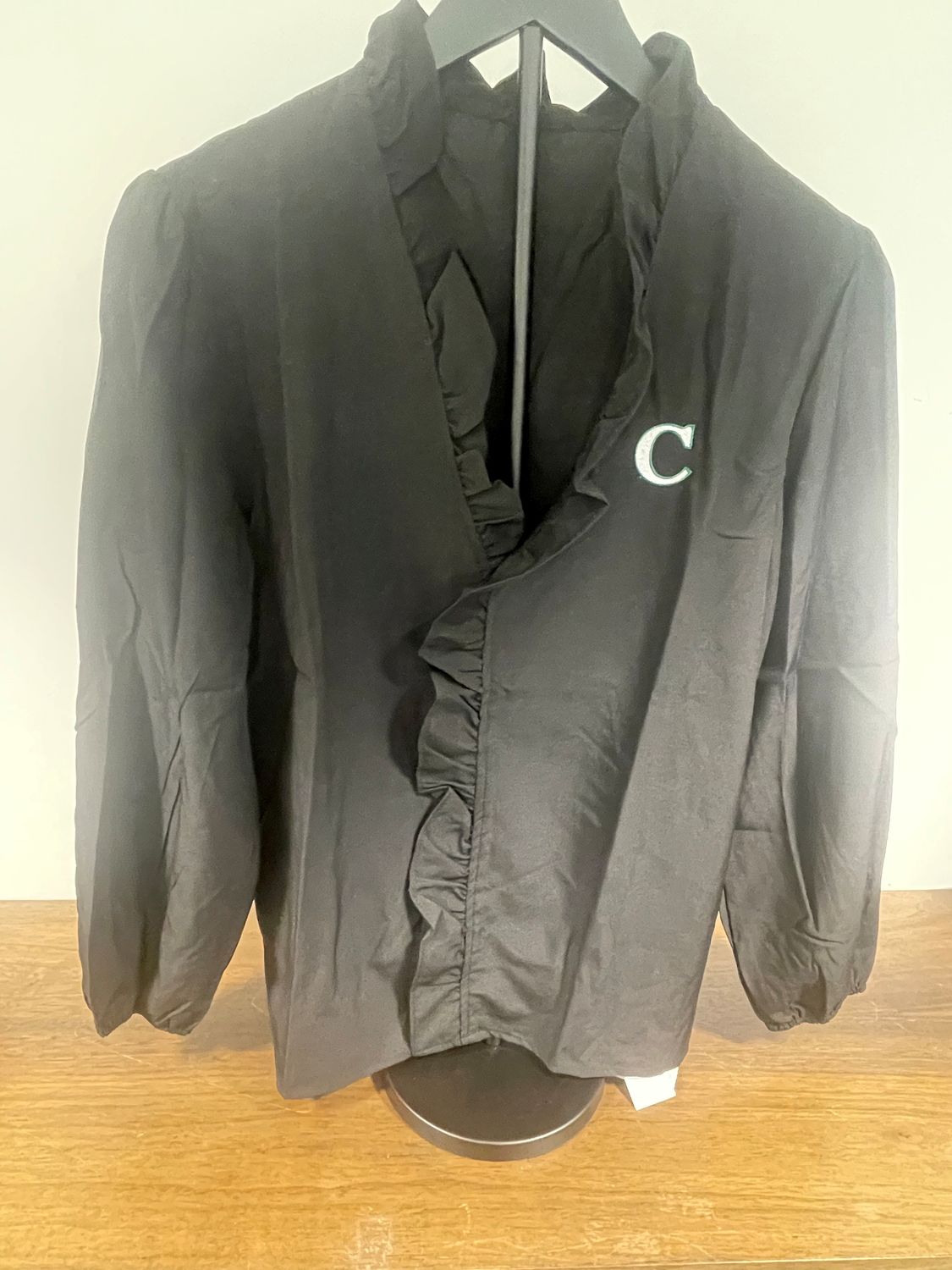Women's Black Ruffle LS Shirt