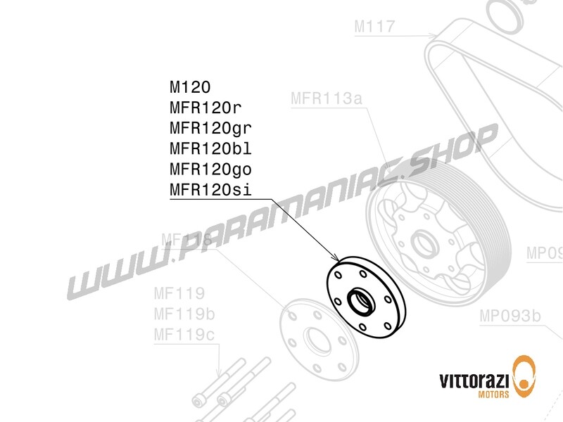 MFR120bl - Aluminium-Abstandhalter für Propeller mit Zusatzkühlung, blau - Moster185 Factory