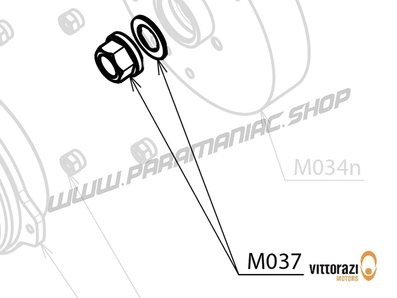 M037 - Mutter mit Flansch 10 x 1,25 mm und gewellter Federscheibe Ø 10,5 x 18,0 mm - Moster185 Plus