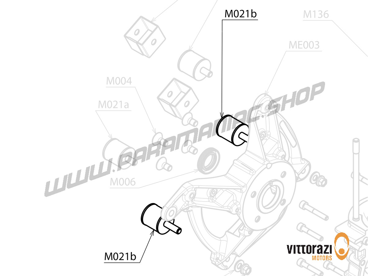 M021b - Schwingungsdämpfer 30 x 30 mm - M8 x 25 mm (2er-Satz) - Moster185 Plus