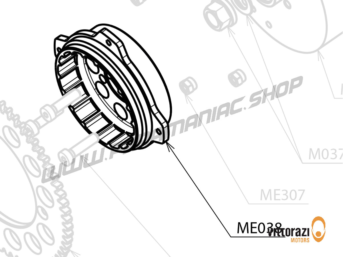 ME038 - Aluminium-Zahnriemenscheibe für Flywhell Selettra mit Schrauben, Version für Elektrostarter - Monster185 Silent