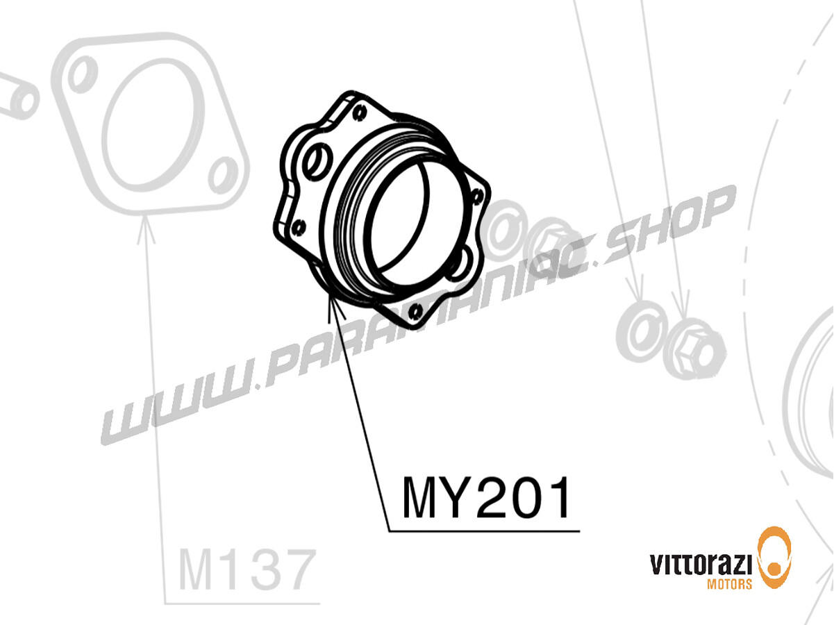 MY201 - Auslassflansch mit montierter Buchse 40/50 Stunden und Federn - Moster185 Plus