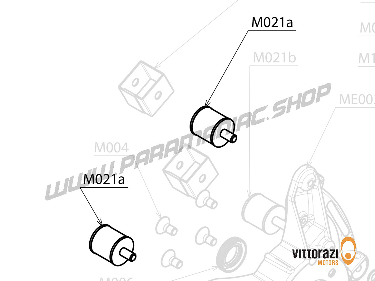 Vittorazi M021a - Schwingungsdämpfer 30 x 30 mm - M8 x 15 mm (2er-Satz) - Moster185 Plus