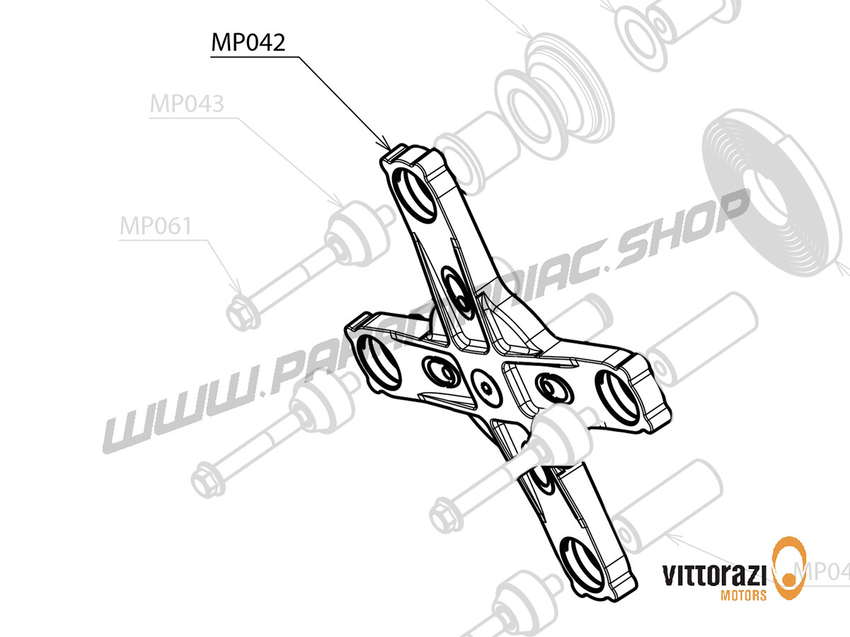 MP042 - Anlasserstruktur mit montierten Schwingungsdämpfern und Zentralstift M8 - Moster185 Plus