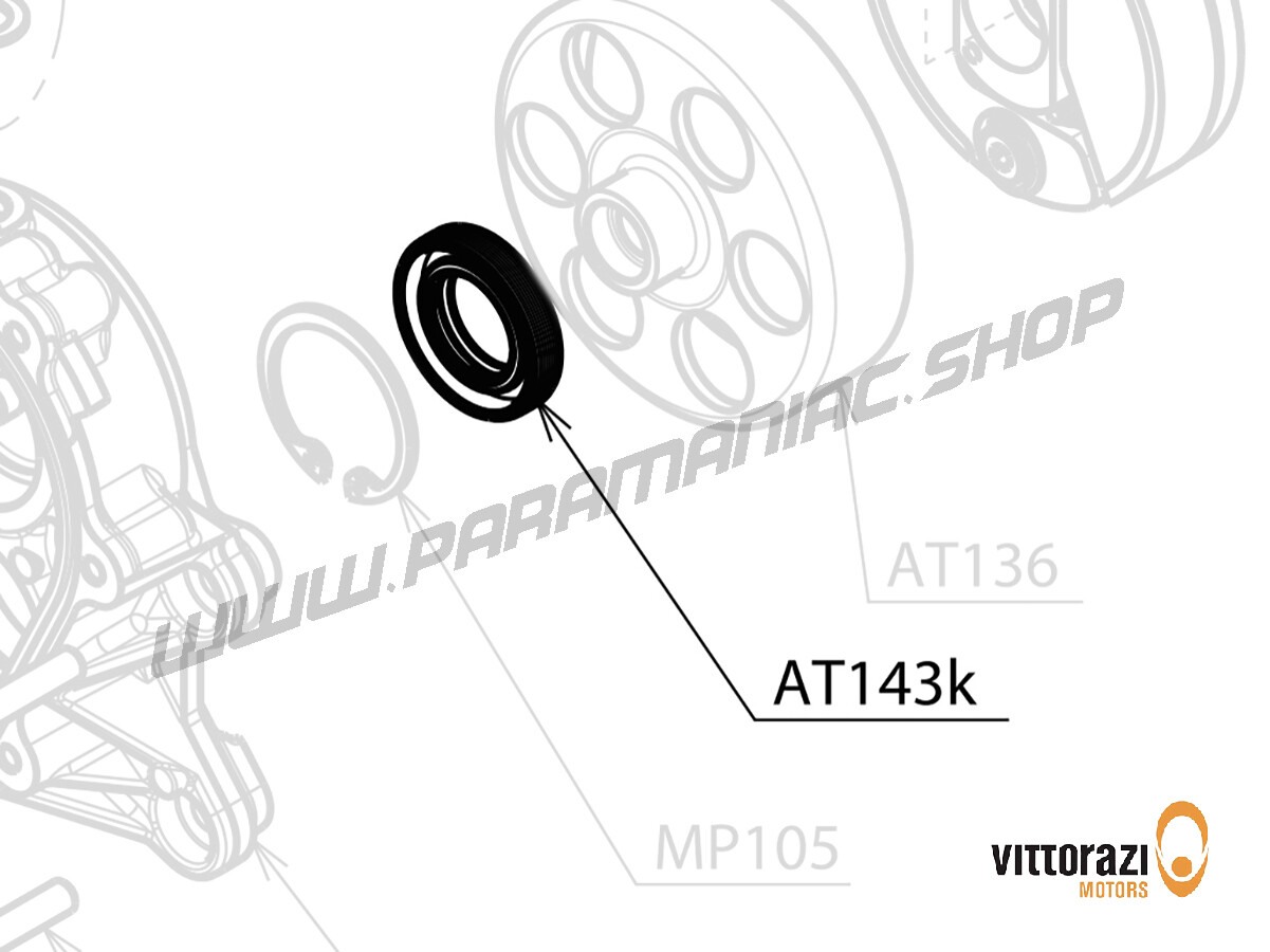 AT143k - Wellendichtringe aus Viton 25/35/7 und 20/35/7 mm (M006), Lagerdistanzstück mit O-Ring aus Viton 17 x 1,00 mm - Atom80