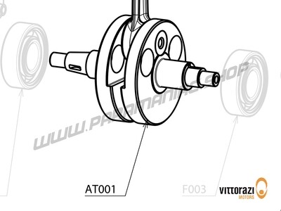 AT001 - Kurbelwelle mit Schubstange und Schwungrad Mutter 10 x 1,25 mm - Atom80