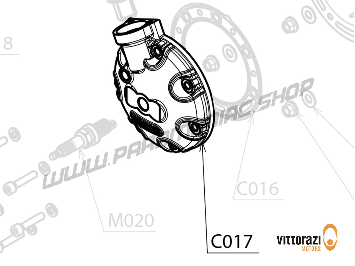 C017 - Zylinderkopf (Einzelfunken) mit Dichtung - Cosmos300