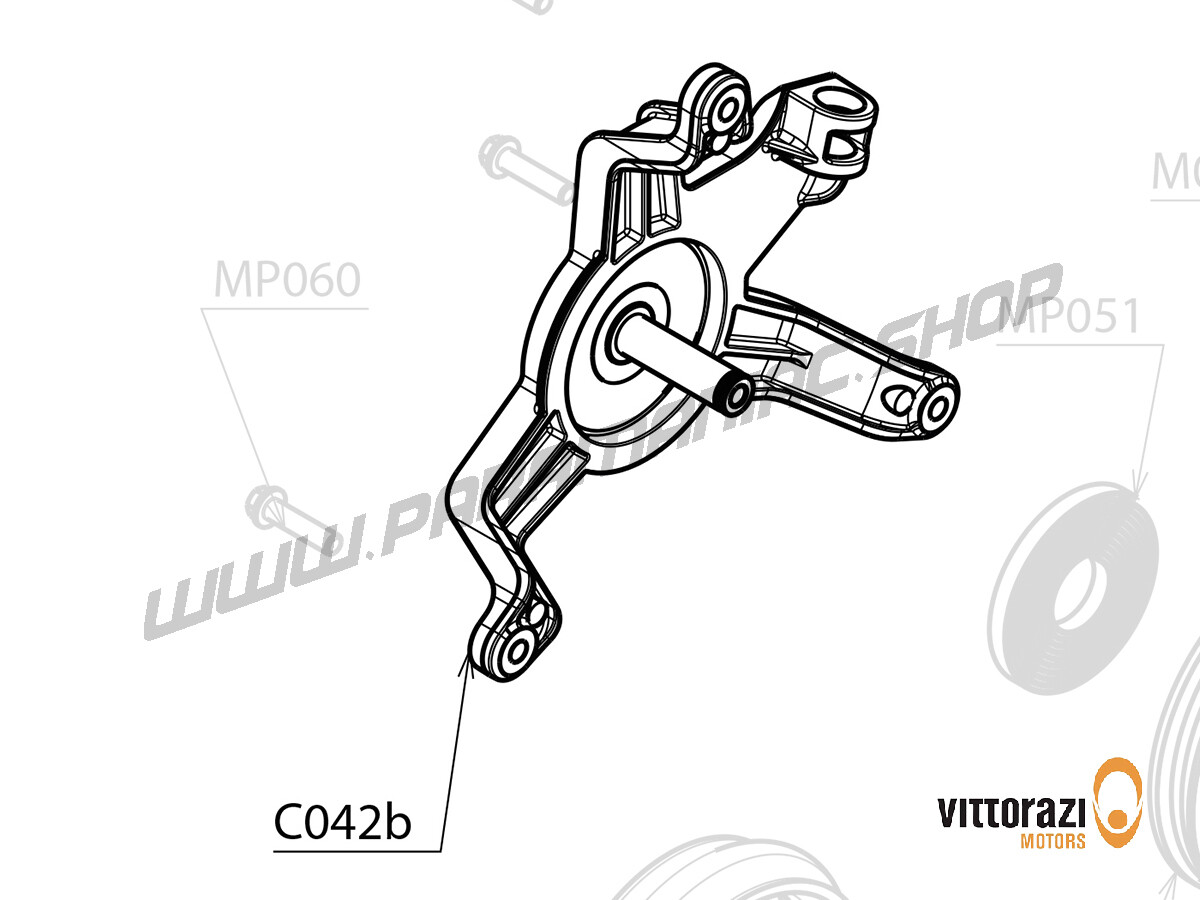  Vittorazi Cosmos 300 - C042b - Seilzugstarter komplett mit Zentralbolzen M8 und Aluminium-Sektordurchführung 