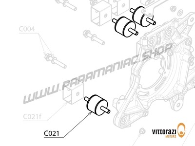 C021 - Schwingungsdämpfer 40 x 30 mm - M8 x 25 mm mit Muttern (4er-Satz) - Cosmos300
