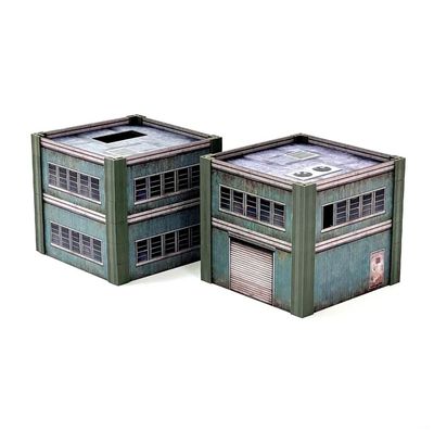 METROPOLIS CITYSCAPE: TWO SMALL STEEL BUILDINGS