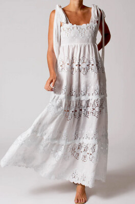 MIGUELINA -Juniper Cloisters Linen Embroidery Dress